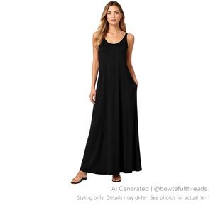 Effortless Black Maxi Dress Michael Stars Supima Modal A-Line M